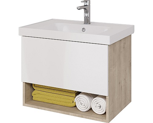 Тумба под раковину Dreja Perfecto 70 99.0812 подвесная Дуб эврика Белый