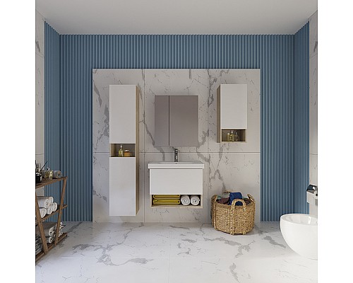 Тумба под раковину Dreja Perfecto 70 99.0812 подвесная Дуб эврика Белый