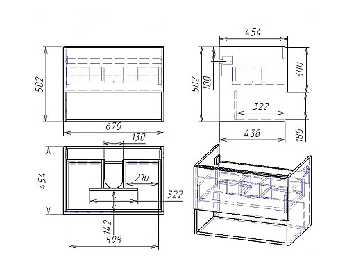 Тумба под раковину Dreja Perfecto 70 99.0812 подвесная Дуб эврика Белый