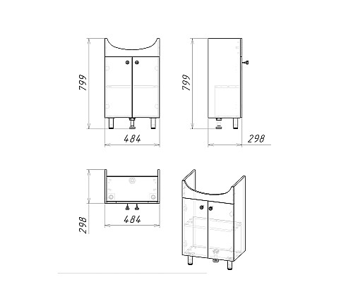 Тумба под раковину Grossman Крит-Эко 50 105005 Белая