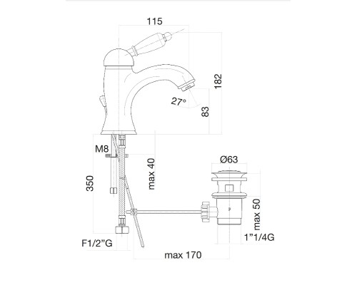 Смеситель для раковины Fiore Imperiale 83OO5221 Золото