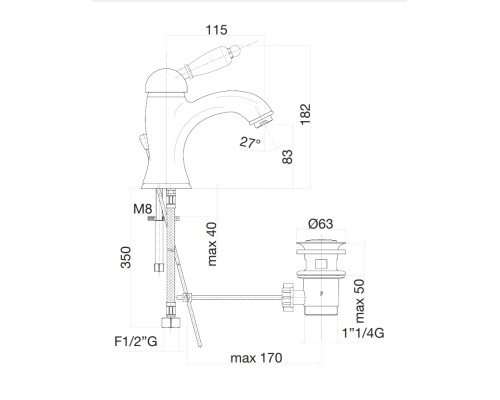 Смеситель для раковины Fiore Imperiale 83OO5221 Золото