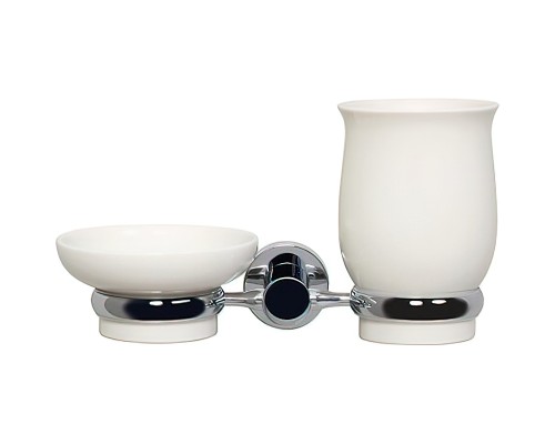 Стакан для зубных щеток с мыльницей WasserKRAFT K-24226 Хром Белый