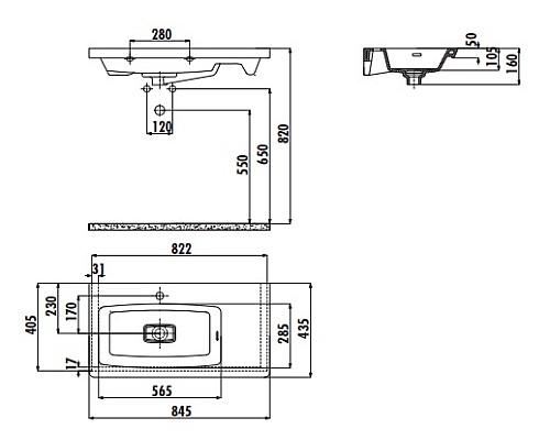 Раковина Creavit Memory 85 L MY085-00CB00E-0000 Белая