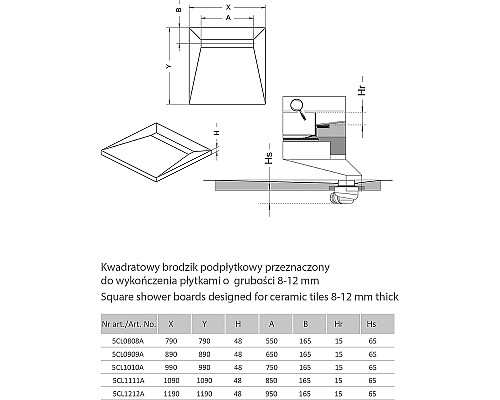 Душевая плита Radaway RadаDrain 99x99 5CL1010A/5R075R с решеткой Rain