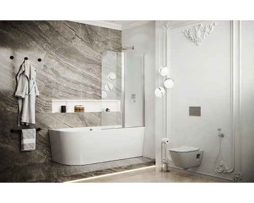 Шторка на ванну Ambassador Bath Screens 90х140 профиль Хром стекло прозрачное