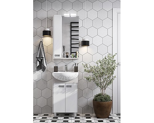 Зеркальный шкаф Aquaton Бекка PRO 50 1A214502BAC20 с подсветкой Белый Дуб сомерсет