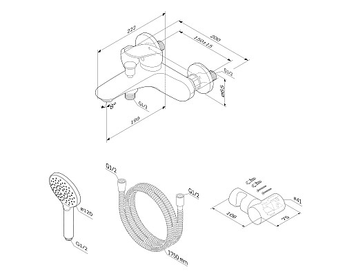 Смеситель для ванны AM.PM Like F8015000 Хром