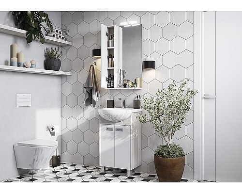 Зеркальный шкаф Aquaton Бекка PRO 50 1A214502BAC20 с подсветкой Белый Дуб сомерсет