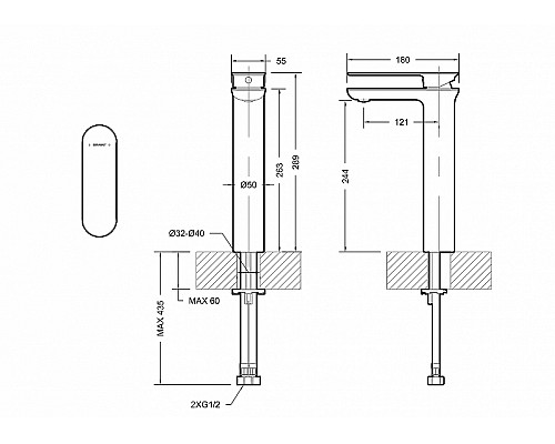 Смеситель для раковины Bravat Gina F165104C-A-ENG Хром