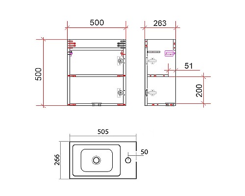 Тумба под раковину Art&Max Family-500-1D-SO-PB подвесная Сканди