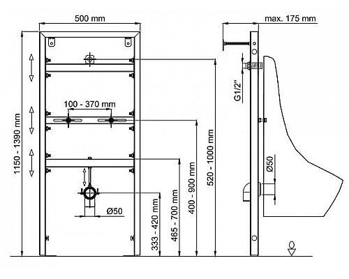 Инсталляция Berges Novum 049215 для писсуара Синяя