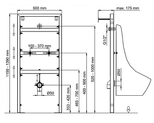 Инсталляция Berges Novum 049215 для писсуара Синяя