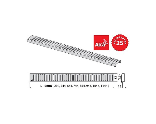 Решетка AlcaPlast Pure PURE-300L нержавеющая сталь глянцевый