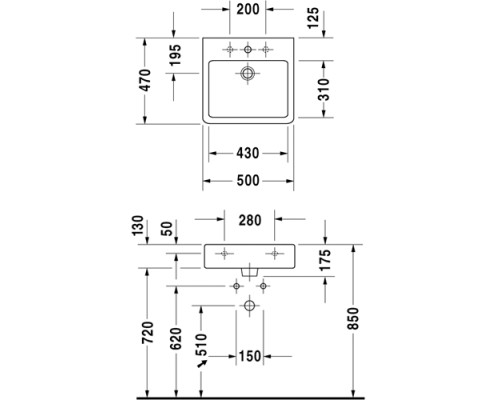 Раковина Duravit Vero 50 0454500000 Белая