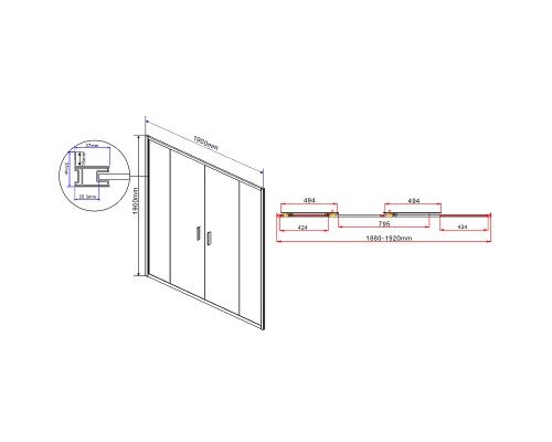 Душевая дверь Vincea Garda 200 VDS-1G2200CL профиль Хром стекло прозрачное