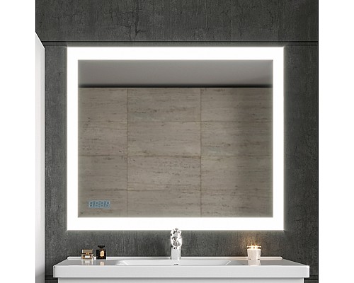 Зеркало Бриклаер Вега 100 4627125414381 с подсветкой с бесконтактным выключателем и часами