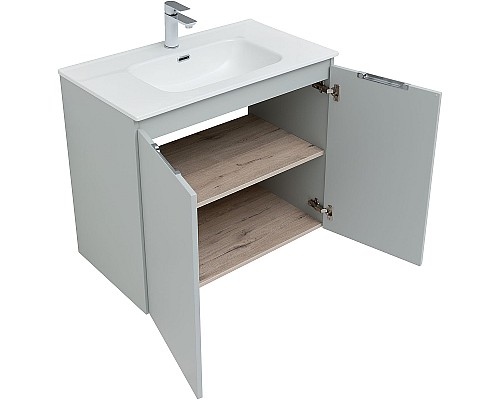 Тумба под раковину Aquanet Алвита New 80 277528 подвесная Серая матовая