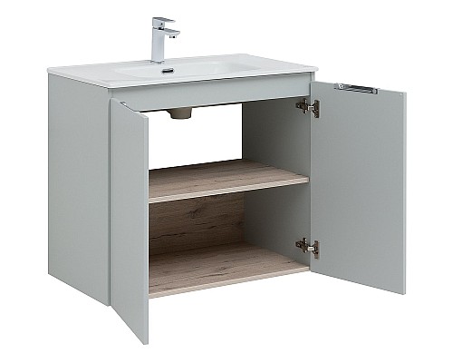 Тумба под раковину Aquanet Алвита New 80 277528 подвесная Серая матовая
