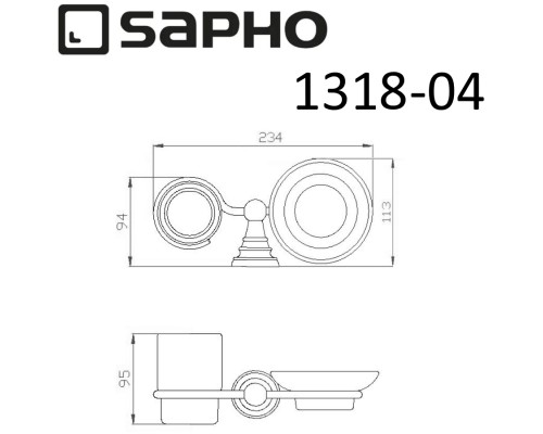 Стакан и мыльница Sapho Diamond Бронза