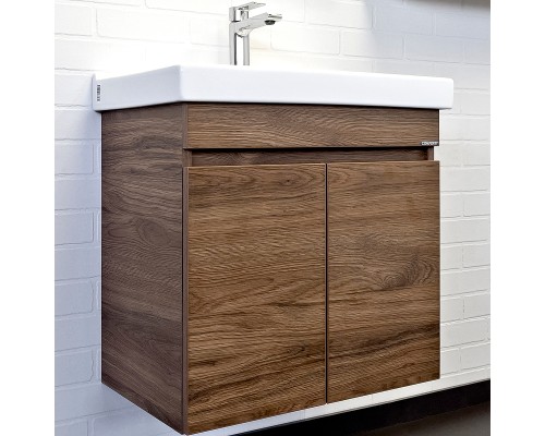 Тумба с раковиной Comforty Осло 60 00-00011149 подвесная Дуб темно-коричневый