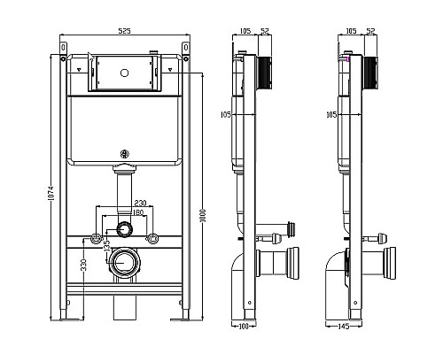 Инсталляция Timo TWC-01 для унитаза без клавиши смыва
