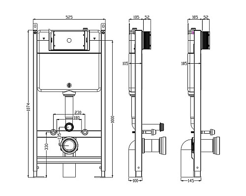 Инсталляция Timo TWC-01 для унитаза без клавиши смыва