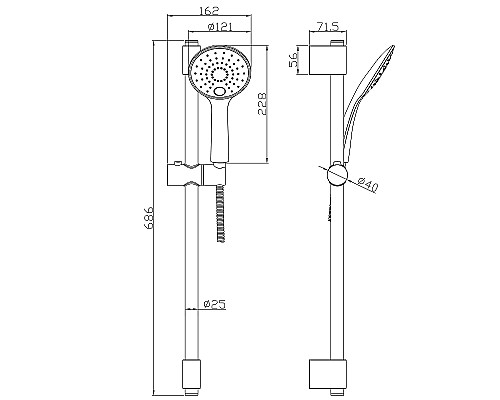 Душевой гарнитур Rossinka AC-26 Хром