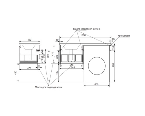 Тумба с раковиной Эстет Dallas Luxe 120 L ФР-00001925 подвесная Белая