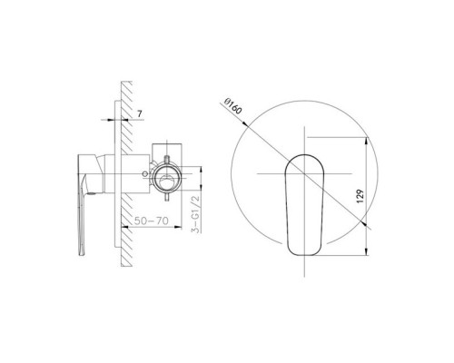 Смеситель встраиваемый Caprigo Atlantic 51-050-CRM хром