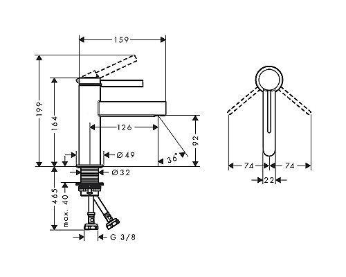 Смеситель для раковины Hansgrohe Finoris 76010670 Черный матовый
