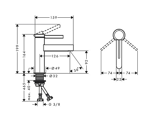 Смеситель для раковины Hansgrohe Finoris 76010670 Черный матовый