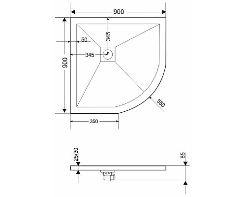 Душевой поддон из искусственного камня Grossman Strong 90x90 GR-S29090 Графит