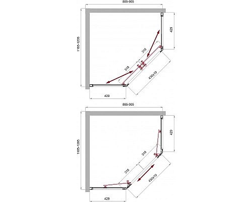 Душевой уголок BelBagno Uno 120х90 UNO-195-PH-2-120/90-C-Cr Хром