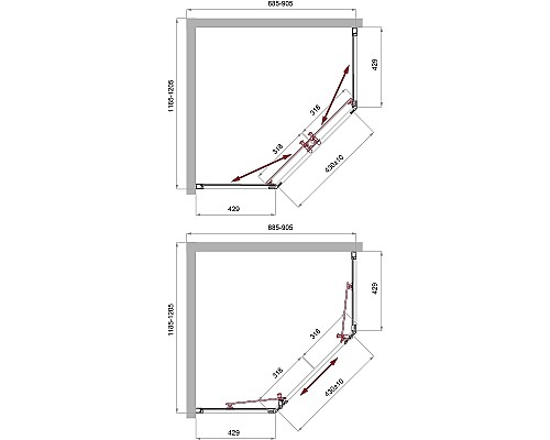 Душевой уголок BelBagno Uno 120х90 UNO-195-PH-2-120/90-C-Cr Хром