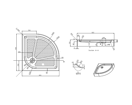 Акриловый поддон для душа Azario 90х90 P29 R/L Белый
