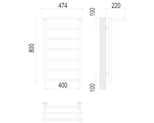 Полотенцесушитель Terminus Стандарт Контур с/п П7 400х800