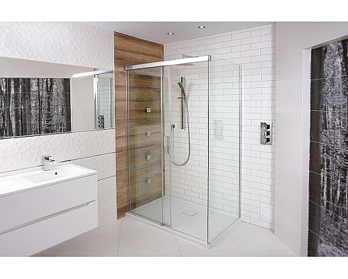 Душевой уголок Omnires Soho 120х80 L/R CLP12X + CLR80X профиль Хром стекло прозрачное