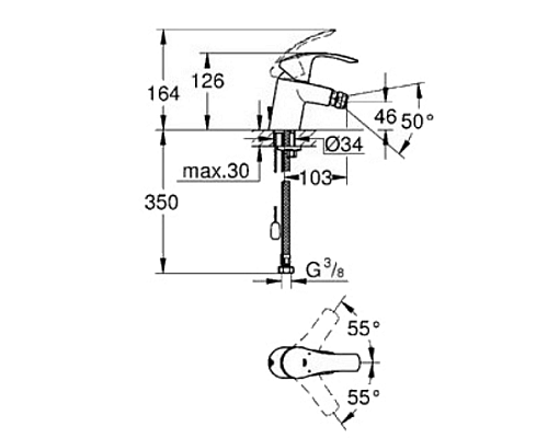 Смеситель Grohe однорычажный для биде 32927002