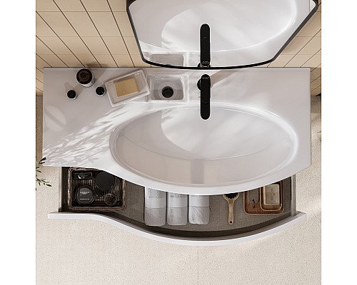 Раковина Kerama Marazzi RIVA мебельная правая с крепежом 100, белая глянцевая Раковина Kerama Marazzi RIVA мебельная правая с крепежом 100, белая глянцевая