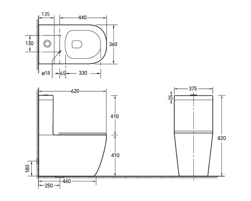 Унитаз компакт SantiLine SL-5016MB Черный матовый с бачком и сиденьем Микролифт