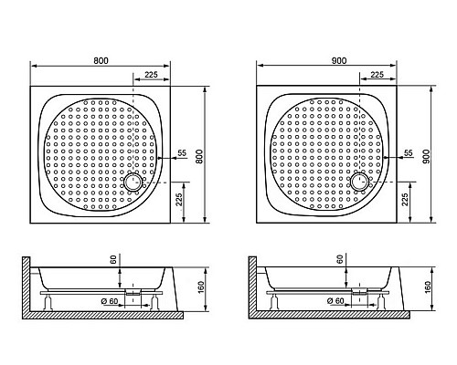 Акриловый поддон для душа RGW Acrylic Lux/Tn 90x90 16180199-21 Белый