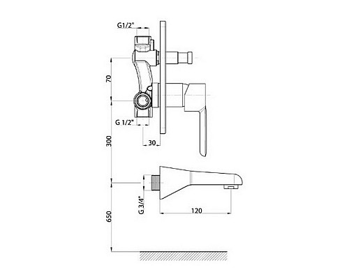 Смеситель для ванны GPD Felis MAB75 Хром
