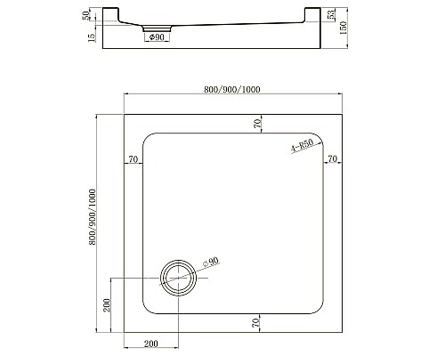 Акриловый поддон для душа Veconi Tezeo TZ-52B 100x100 TZ52B-100-C5 Черный Акриловый поддон для душа Veconi Tezeo TZ-52B 100x100 TZ52B-100-C5 Черный