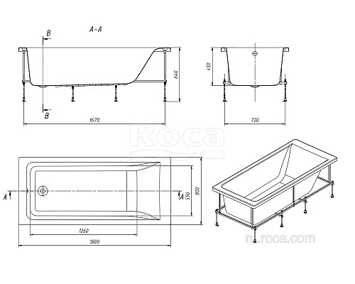 Акриловая ванна Roca Easy 180x80 прямоугольная белая 248618000