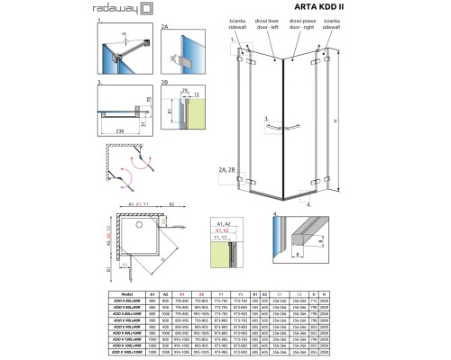 Душевая дверь Radaway Arta KDJ II/KDD II/DWJS 60 Хром