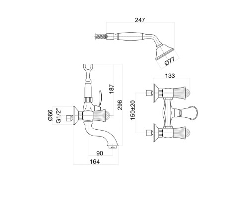 Смеситель для ванны Fiore Venere Sky Swarovski® 13OO0600 золото
