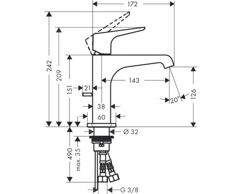Смеситель для раковины Axor Citterio M 36110000 Хром