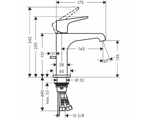 Смеситель для раковины Axor Citterio M 36110000 Хром