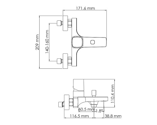 Смеситель для ванны WasserKRAFT Naab 8601 Хром
